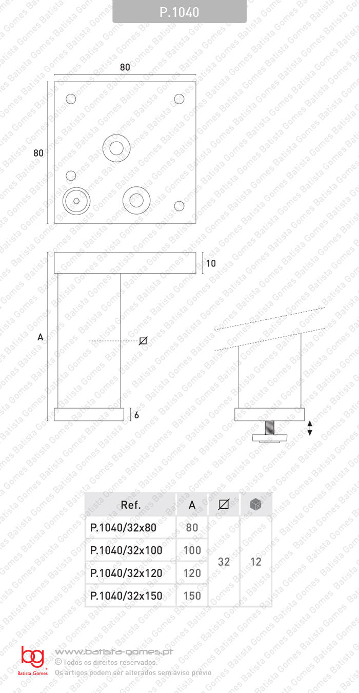 P�s para m�veis tubo 32x32mm - ZAMAC